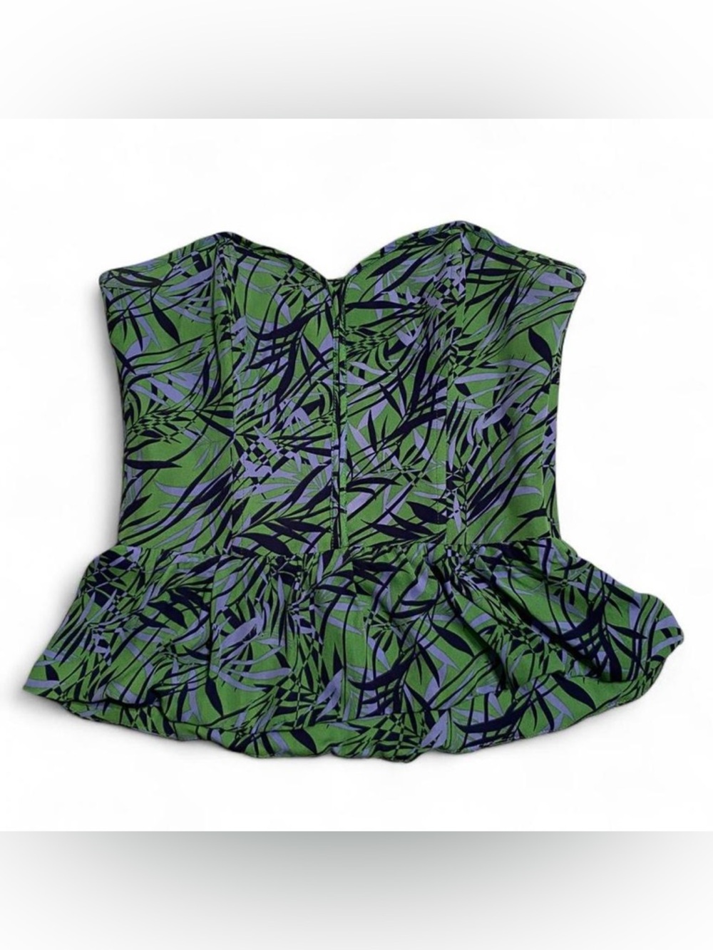 Waverly Grey Green And Blue Leaf Print Corset Top
